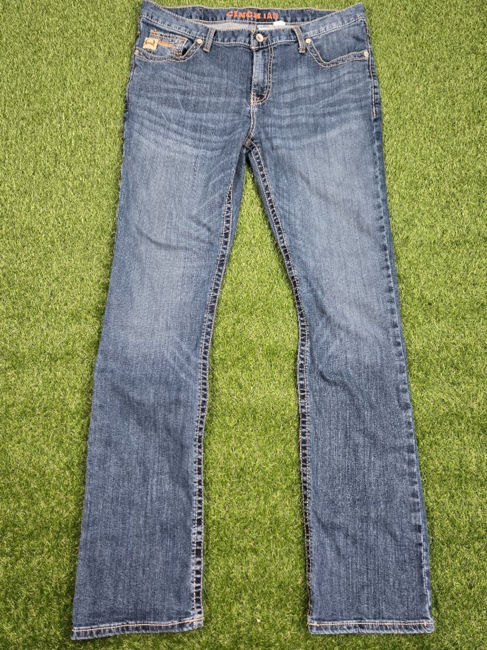 Cinch Ian Jeans Mens 35x36 Slim Fit Stretch Denim Cowboy Rodeo Western Blue